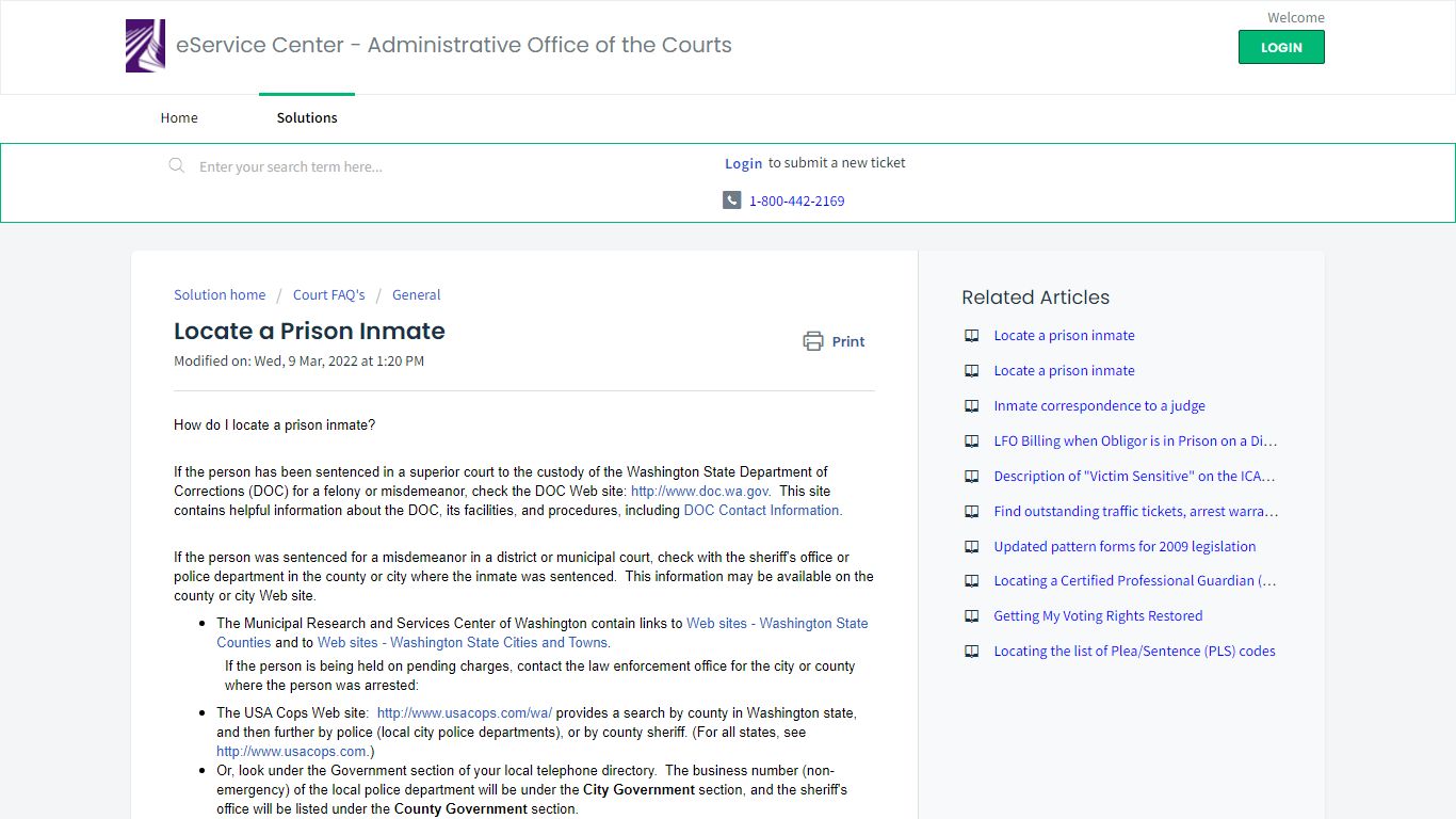 Locate a Prison Inmate : eService Center - Administrative Office of the ...